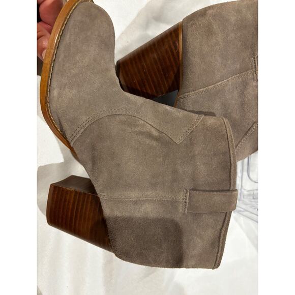 Splendid Women Suede block heel Booties Sz 8 gray Round Toe‎ cowgirl capsule - Picture 6 of 8